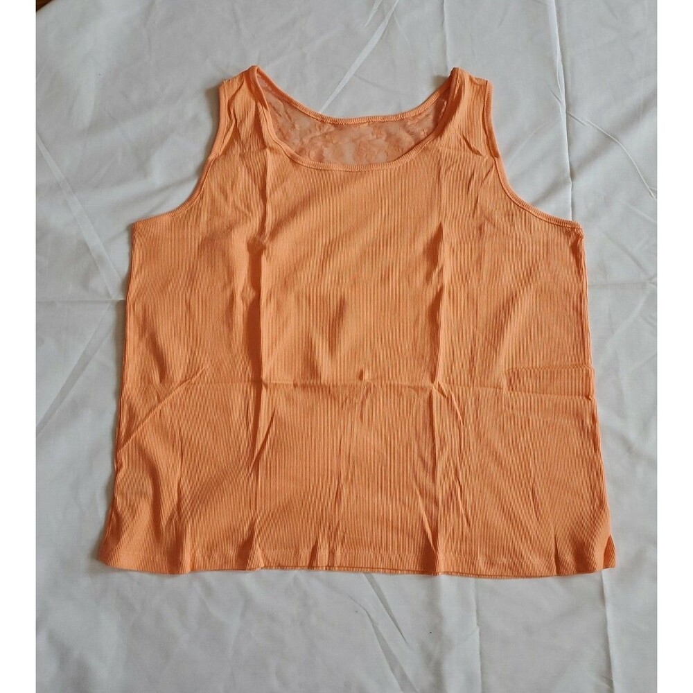 Dreams Co. Tank Top Womens Size 3X Orange Sleeveless Lace Ribbed on the back New